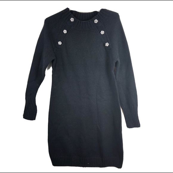 J. Crew Dresses & Skirts - J Crew Jewel Shoulder Sweater Dress Black S Wool